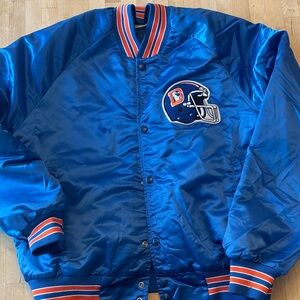 Blue Bomber Jacket with Embroidered Logo